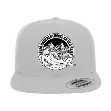 Never Underestimate An Old Skier Embroidered Flat Bill Cap